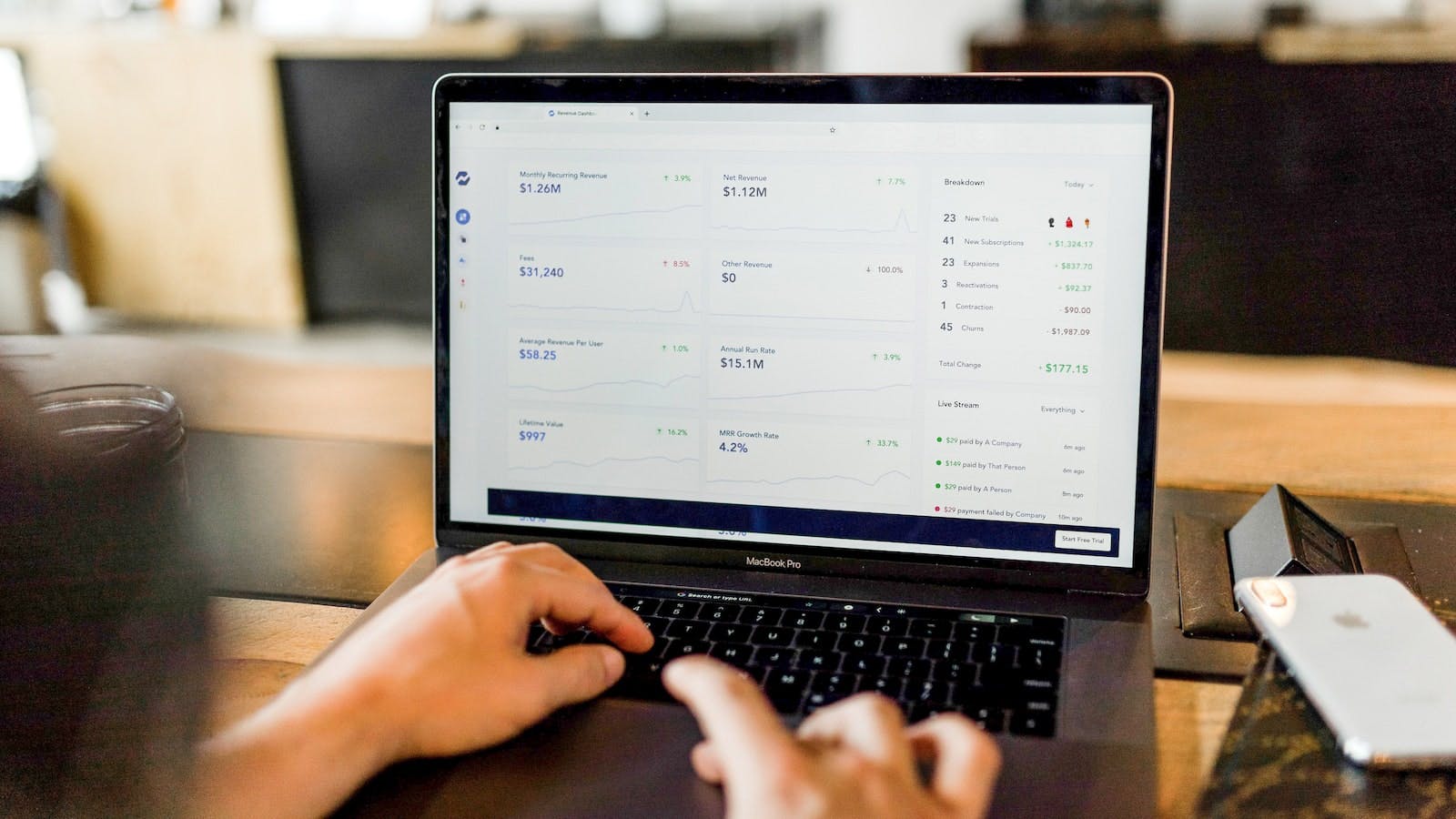 Laptop screen monitoring finances